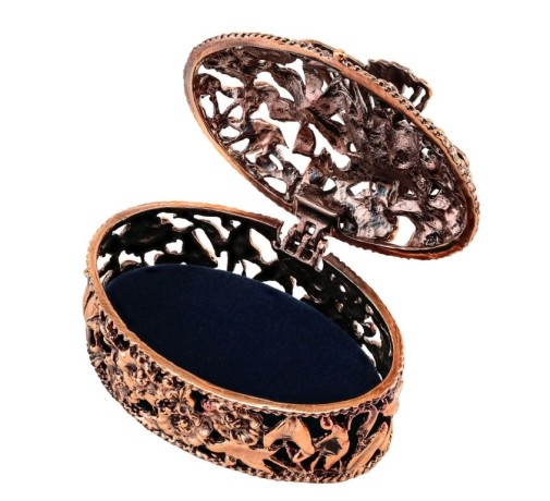 Шкатулка "Бабочка" медная с черн.