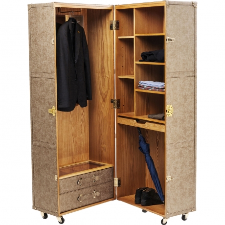 Шкаф West Coast, коллекция "Западное побережье" 68*180*66, Полиэстер, МДФ, Шпон, Искусственная кожа, Коричневый