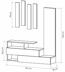 Мебель для прихожей Ramda Pakketo, белый, 137х35х154 см.