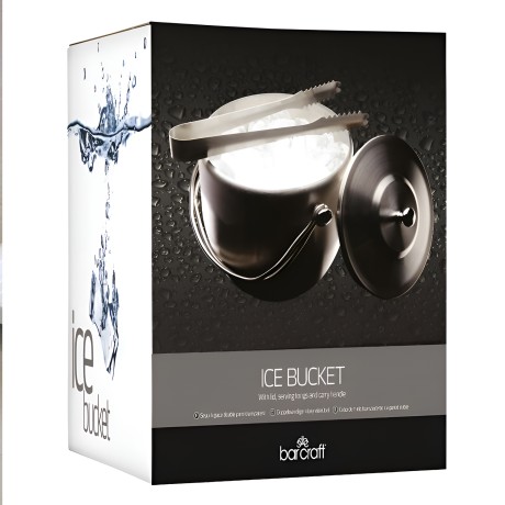 Ведерко для льда с крышкой и щипцами, 14x14x15 см. BarCraft из нерж/стали Kitchen Craft