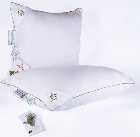Подушка средняя из Фитолинии "Мята Антистресс", 50х68, в комплекте ароматное саше из натуральной мяты, Natures