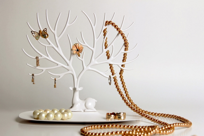 Декоративный органайзер для украшений Deer, малый, белый, Qualy