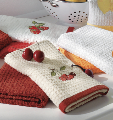 Набор кухонных полотенец TAC "Cherry" (вишня) махровые, вышивка (2 шт.)