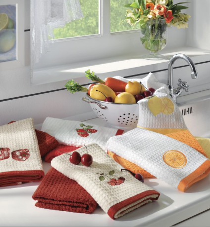 Набор кухонных полотенец TAC "Cherry" (вишня) махровые, вышивка (2 шт.)