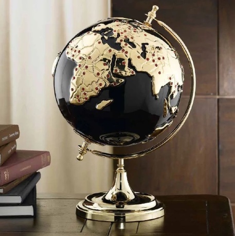 Глобус, 47 см. EMOZIONI, керамика, swarovski, черный