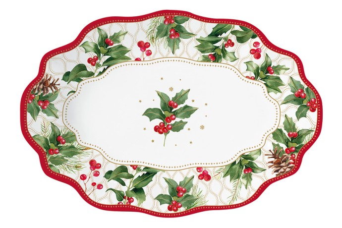 Блюдо овальное Рождественские ягоды, 24,5х17 см. Easy Life