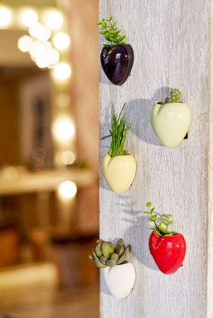 Набор мини-кашпо heart желтый/белый/зеленый