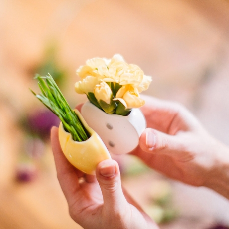 Набор мини-кашпо heart желтый/белый/зеленый