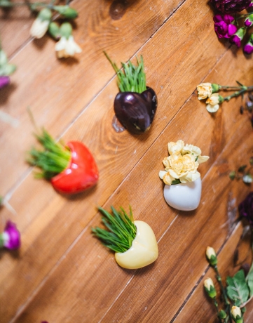 Набор мини-кашпо heart желтый/белый/зеленый