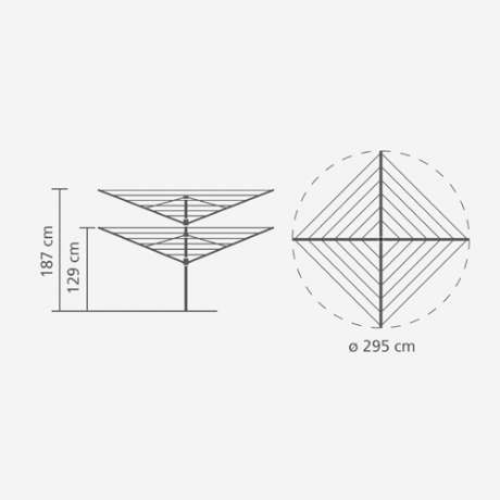 Уличная сушилка Lift-O-Matic (50 м навески), с чехлом, мешком для прищепок, прищепками, антрацит Brabantia