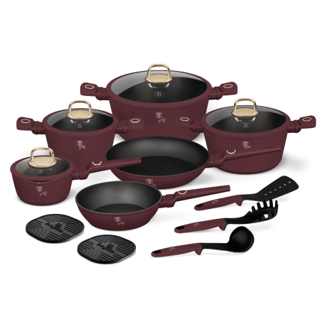 Набор посуды 15 предметов, бордовый, Leonardo Berlinger Haus