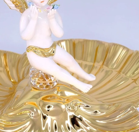 Ракушка тройная с ангелом, 42х42х25 см. LAGUNA, керамика, swarovski