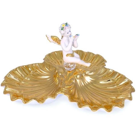 Ракушка тройная с ангелом, 42х42х25 см. LAGUNA, керамика, swarovski