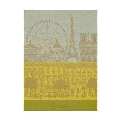 Полотенце для посуды, 60х80 см. 100% хлопок, желтое, PARIS PANORAMA Le Jacquard Francais