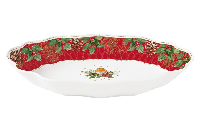 Блюдо овальное Рождественские ягоды, 30х21х5 см Easy Life