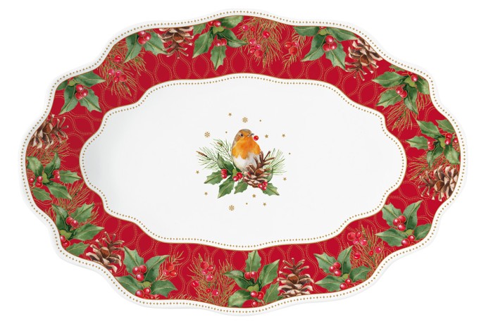 Блюдо овальное Рождественские ягоды, 30х21х5 см Easy Life