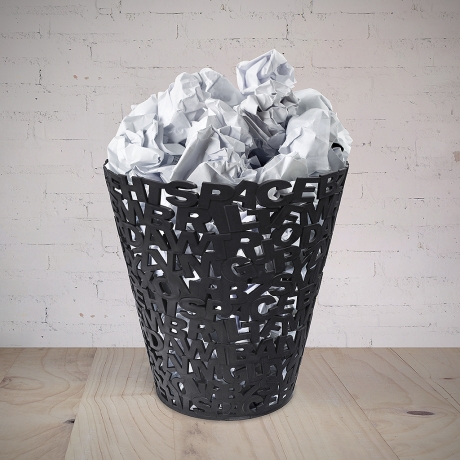 Корзина для бумаг Letters черная, Balvi