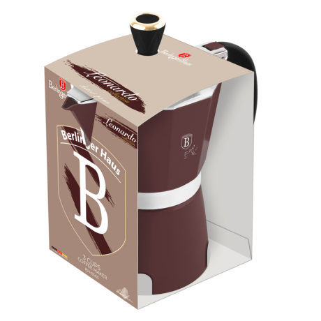 Кофеварка гейзерная 150 мл на 3 чашки, Berlinger Haus, Leonardo, матовый бордо