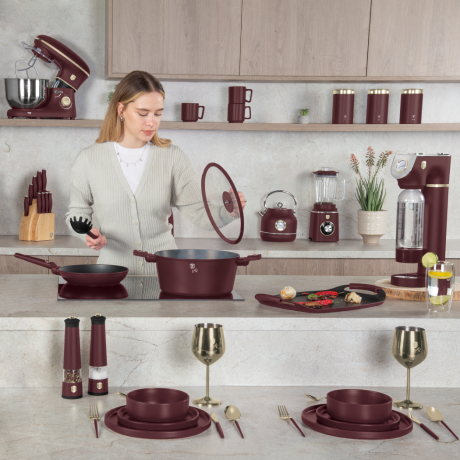 Кофеварка гейзерная 150 мл на 3 чашки, Berlinger Haus, Leonardo, матовый бордо