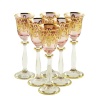 Рюмки VENEZIA, набор 6 шт, хрусталь розовый/декор золото 24К