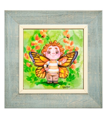 SZ-374 Панно керамическое "Окрыленный и счастливый" 10х10