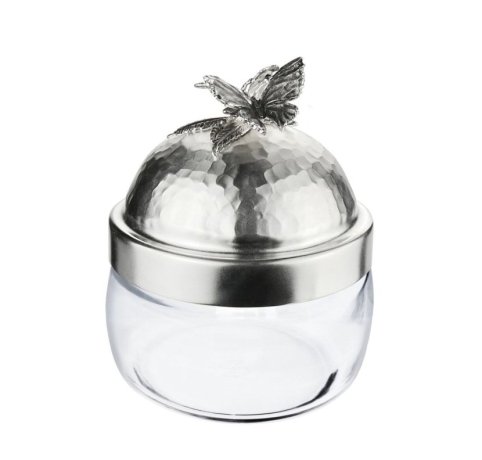 Банка под сыпучие продукты, 420 мл. "Бабочки" с латунной посереб. черн. кованой крышкой