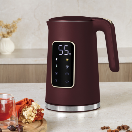Чайник цифровой электрический, 1,7 л. матовый бордо, Leonardo, Berlinger Haus