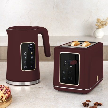 Чайник цифровой электрический, 1,7 л. матовый бордо, Leonardo, Berlinger Haus