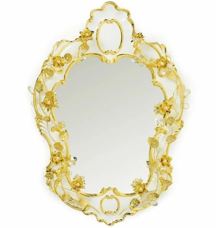 Зеркало настенное, декор цветы, 57х84 см. EMOZIONI, керамика, swarovski