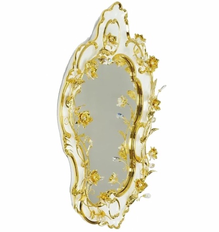 Зеркало настенное, декор цветы, 57х84 см. EMOZIONI, керамика, swarovski