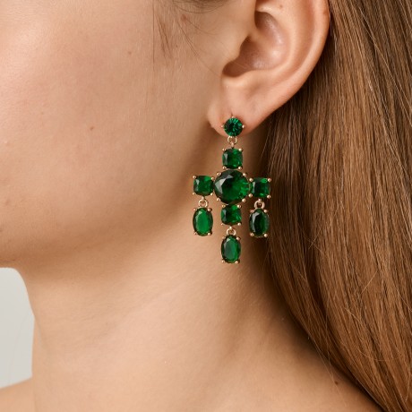 Серьги LEONORA SG EMERALD GREEN