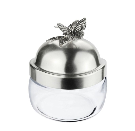 Банка под сыпучие продукты, 420 мл. "Бабочки" с латунной посереб. черн. крышкой