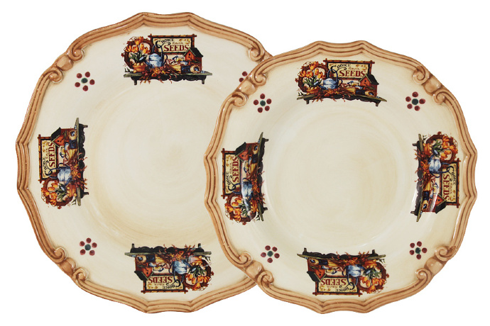 Набор тарелок: суповая + обеденная Садовые цветы, 23,5/25 см. LCS