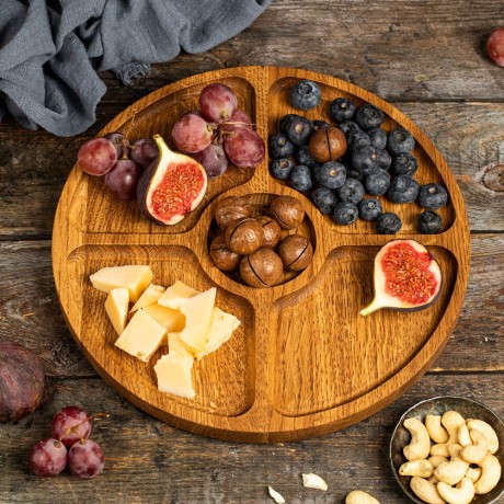 Менажница дубовая круглая, диаметр 27 см. Uneca