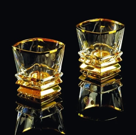 Комплект для виски VIKONT: графин + 2 стакана, хрусталь/декор золото 24К