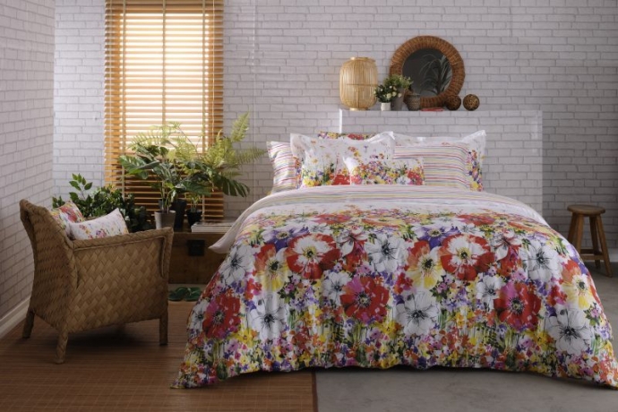 Комплект постельного белья TAC SATIN DIGITAL FREESIA, 2 сп. красный