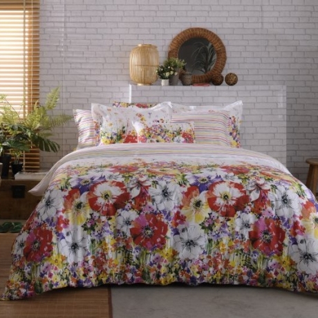 Комплект постельного белья TAC SATIN DIGITAL FREESIA, 2 сп. красный