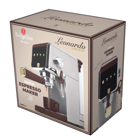 Кофеварка эспрессо цифровая электрическая, Leonardo Berlinger Haus, бордовый