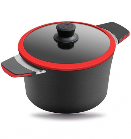 Кастрюля, 20 см. 2,5 л. красная индукционная Squality