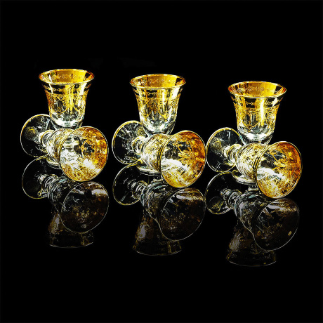 Рюмки DINASTIA, набор 6 шт, хрусталь/декор золото 24К