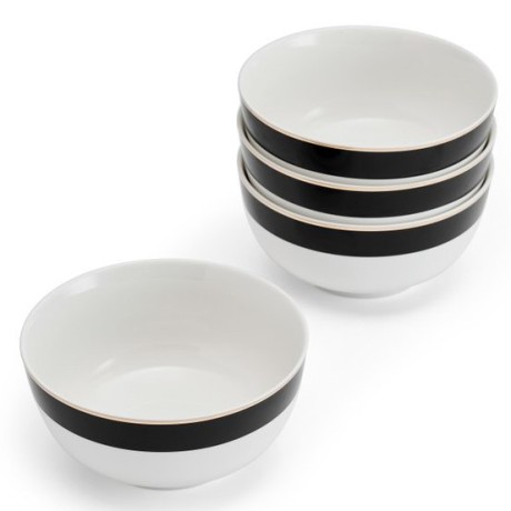 Набор из 4 пиал для хлопьев фарфоровые Luxe Deco, 14 см. Mikasa Kitchen Craft