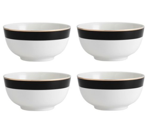 Набор из 4 пиал для хлопьев фарфоровые Luxe Deco, 14 см. Mikasa Kitchen Craft