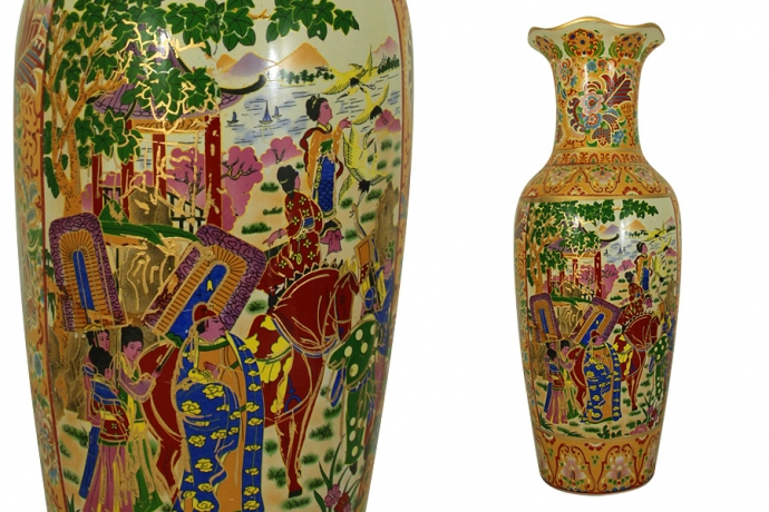 Декоративная напольная ваза Прогулка (бежевая)