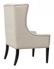 Кресло белое мягкое с ушами Nailhead Fabric Armchair