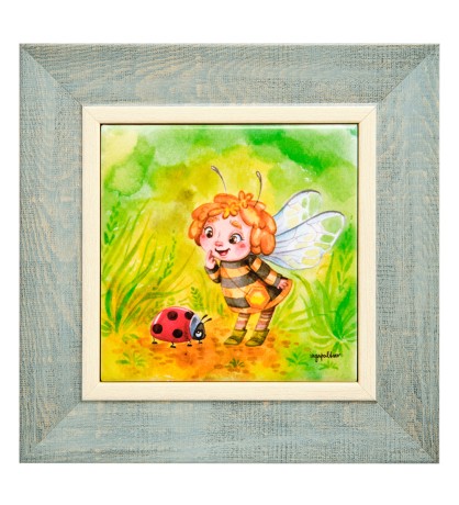 SZ-377 Панно керамическое "Удачливая пчелка" 10х10