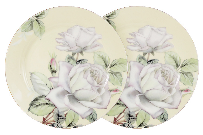 Набор из 2-х десертных тарелок "Белые розы" Colombo, 20,5 см.
