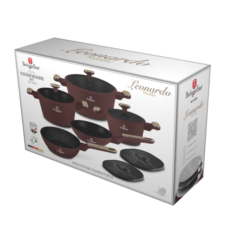 Набор посуды 10 предметов, бордовый, Leonardo Nordic Berlinger Haus
