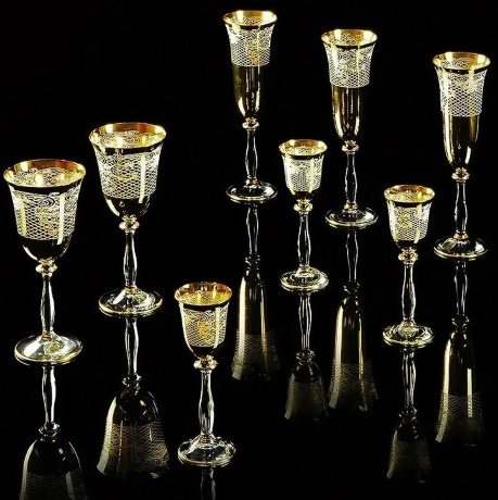 Бокалы для вина/воды VITTORIA, набор 2 шт, хрусталь/декор золото 24К