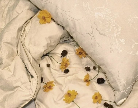 Подушка упругая пуховая "Медовый поцелуй", 50х68, из жаккардового сатина, Natures