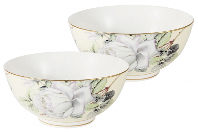 Набор из 2-х салатников "Белые розы" Colombo, 15 см.